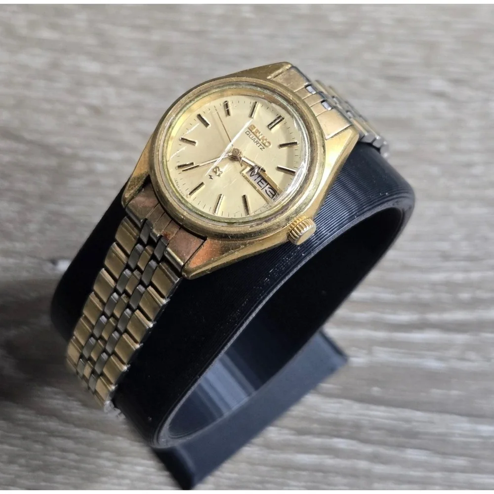 SEIKO SQ Quartz Womens Watch Two Tone Day 1978 Japan 4326-010LR Thick Repair